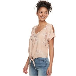 Mudd cold shoulder tie front hem shirt..BRAND NEW